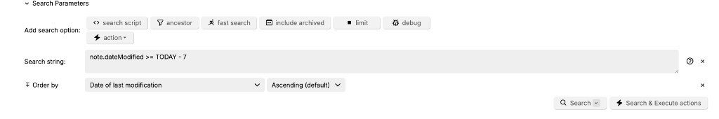 Last 7 days search in Trilium